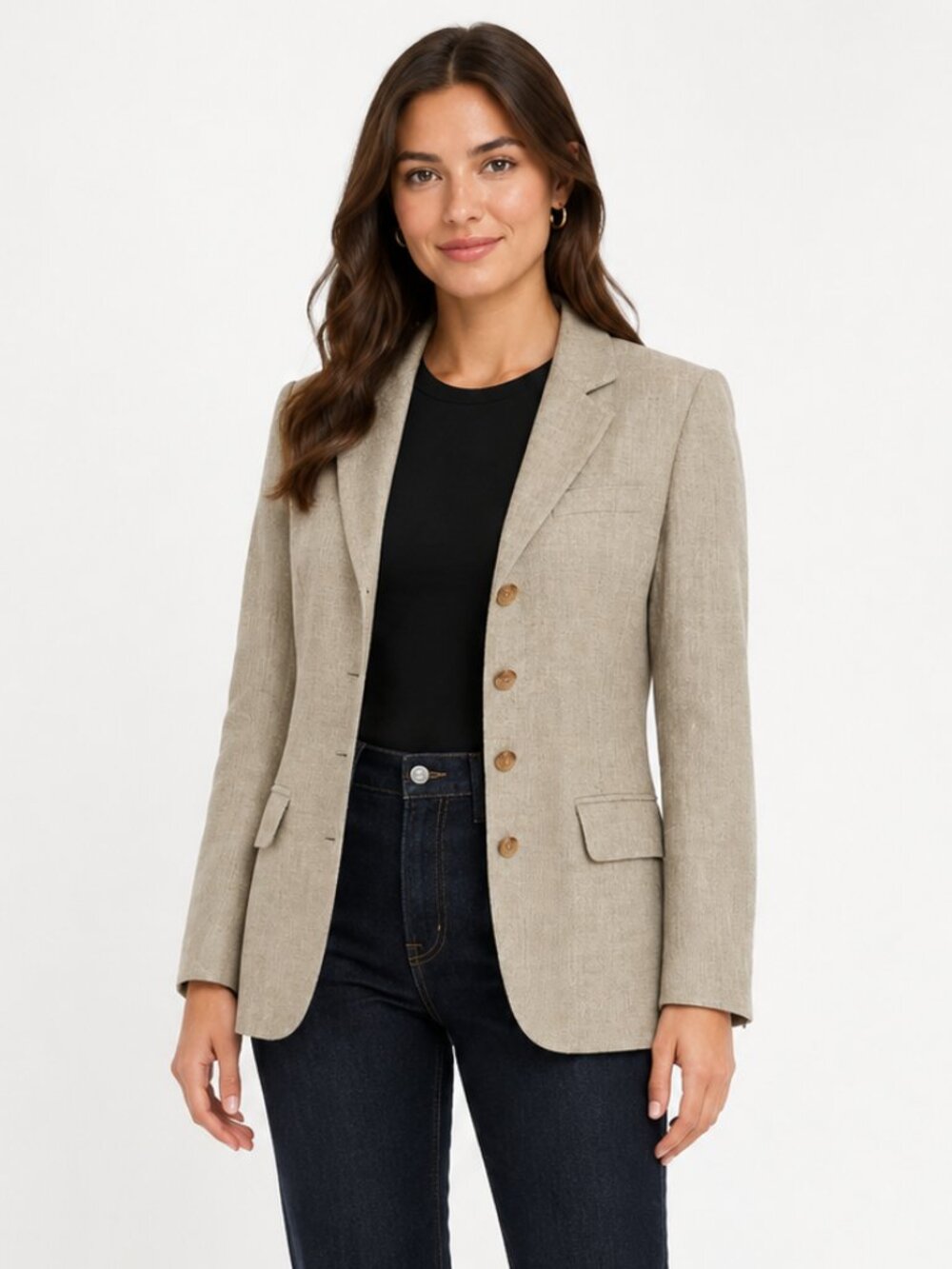 Lauren Ralph Lauren Linen Blend Herringbone Blazer Women’s 10